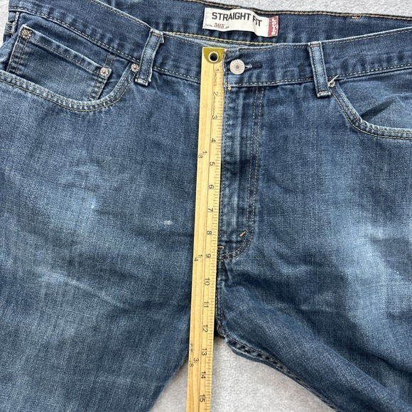 Levis 505 Jeans Mens 40x30 Blue Denim Pants Straight Fit American Distressed Y2K - Picture 14 of 16